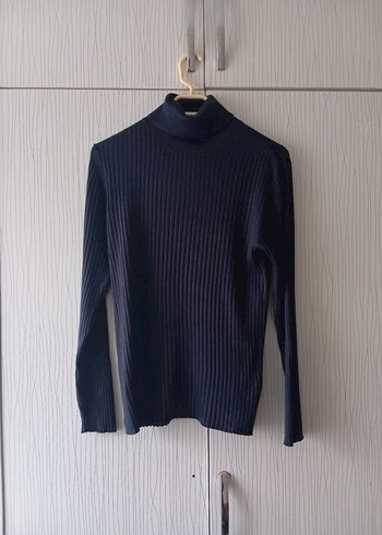 Lacivert Kadın Boğazlı Triko Kazak - Görsel 2