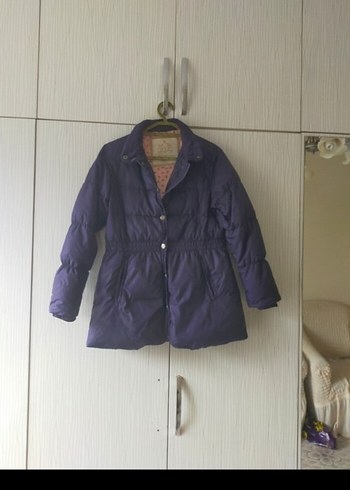 Düğmeli Mor Midi Kadın Mont - Görsel 5