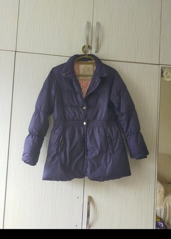 Düğmeli Mor Midi Kadın Mont - Görsel 2