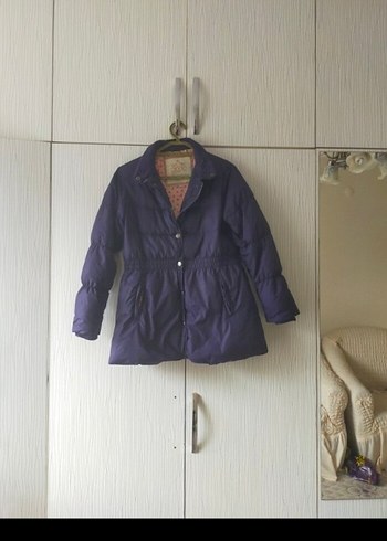 Düğmeli Mor Midi Kadın Mont - Görsel 11