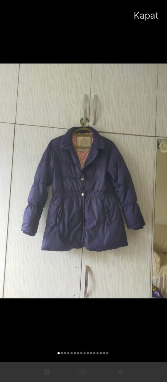 Düğmeli Mor Midi Kadın Mont - Görsel 2