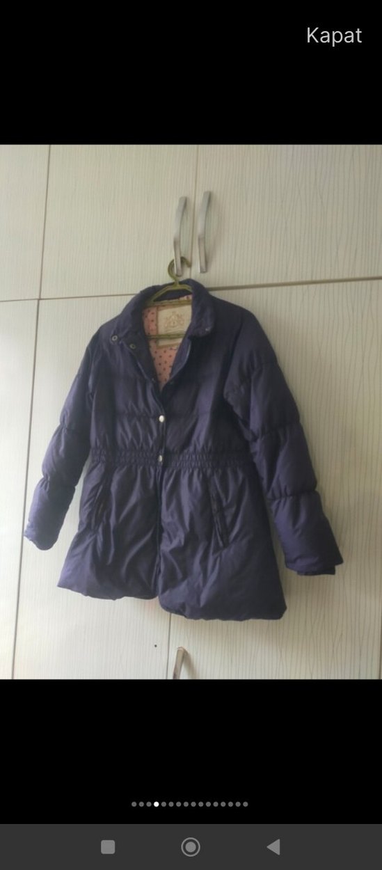 Düğmeli Mor Midi Kadın Mont - Görsel 3