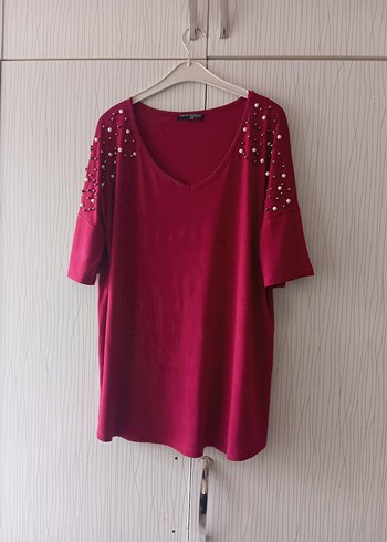 Boncuk İşlemeli Bordo Kadın Bluz - Görsel 12