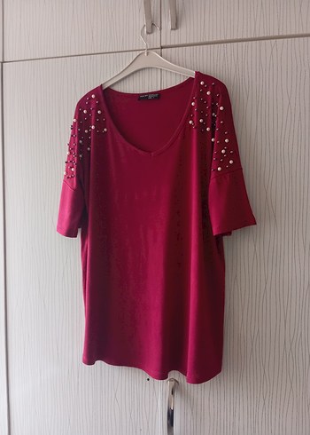 Boncuk İşlemeli Bordo Kadın Bluz - Görsel 10