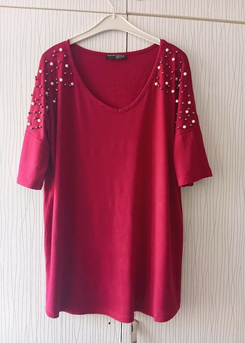 Boncuk İşlemeli Bordo Kadın Bluz - Görsel 3