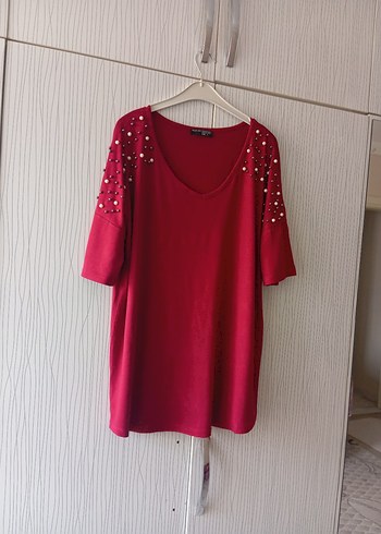 Boncuk İşlemeli Bordo Kadın Bluz - Görsel 13