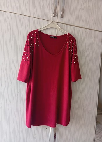 Boncuk İşlemeli Bordo Kadın Bluz - Görsel 4