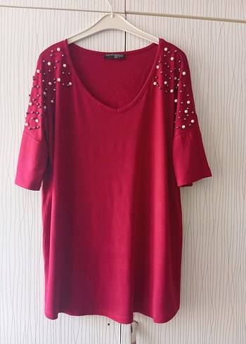 Boncuk İşlemeli Bordo Kadın Bluz - Görsel 15