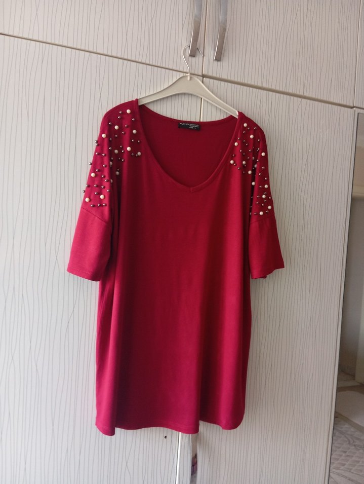 Boncuk İşlemeli Bordo Kadın Bluz - Görsel 4