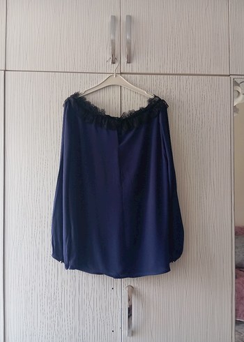 Uzun Kollu V Yaka Lacivert Bluz - Görsel 20