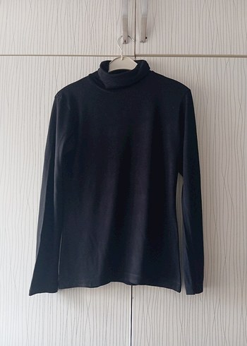 Siyah Kadın Boğazlı İnce Triko - Görsel 3