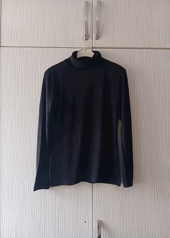 Siyah Kadın Boğazlı İnce Triko - Görsel 4