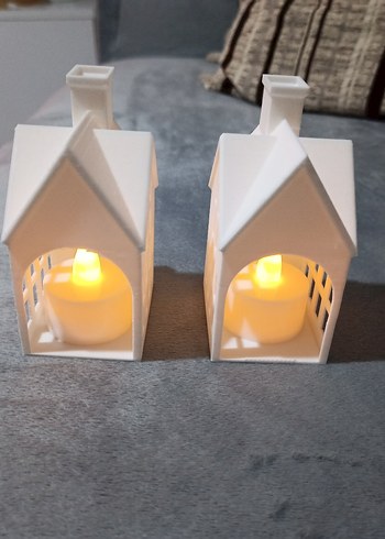 Beyaz Ev Şeklinde Mumluk - Görsel 2