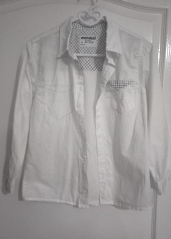 Erkek Çocuk Beyaz Uzun Kollu Pamuk Gömlek - Görsel 6