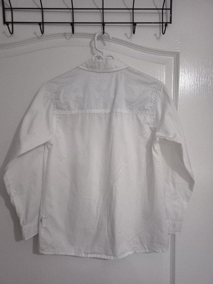 Erkek Çocuk Beyaz Uzun Kollu Pamuk Gömlek - Görsel 3