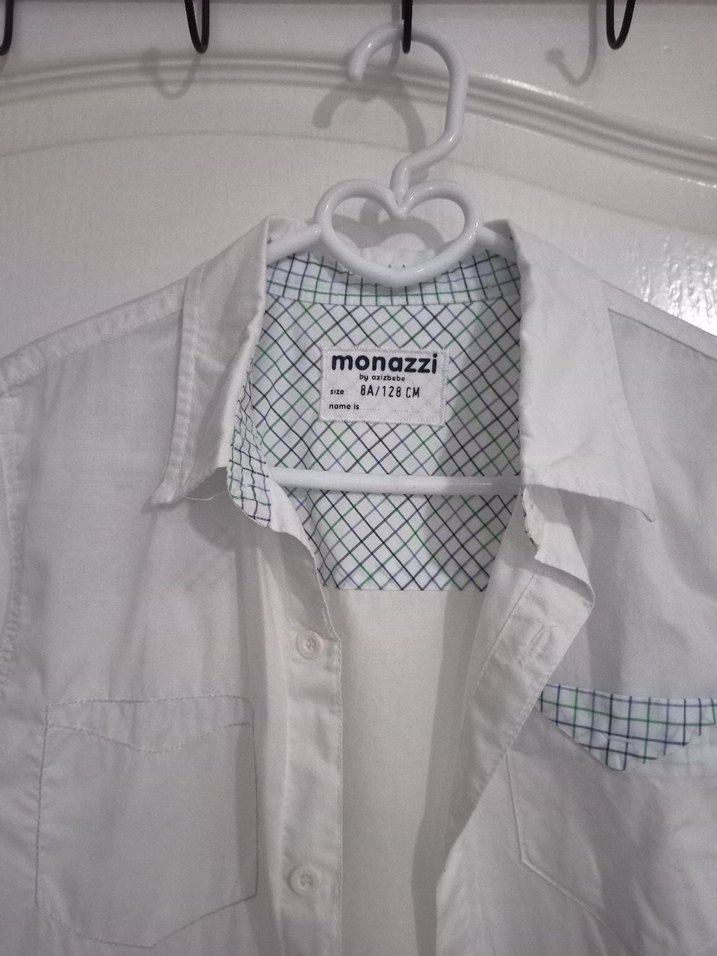 Erkek Çocuk Beyaz Uzun Kollu Pamuk Gömlek - Görsel 2