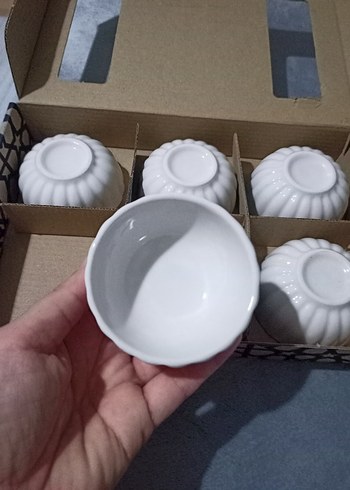 Beyaz Seramik 6'lı Küçük Kase Seti - Görsel 3