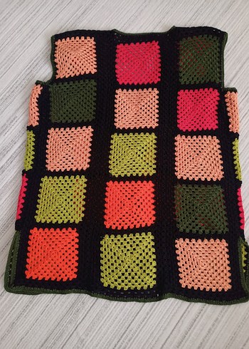 Bohem Renkli Örgü Kadın Yelek - Görsel 2