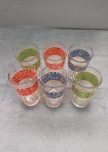 Renkli Desenli 6'lı Cam Bardak Seti - Görsel 4