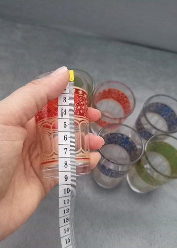 Renkli Desenli 6'lı Cam Bardak Seti - Görsel 3