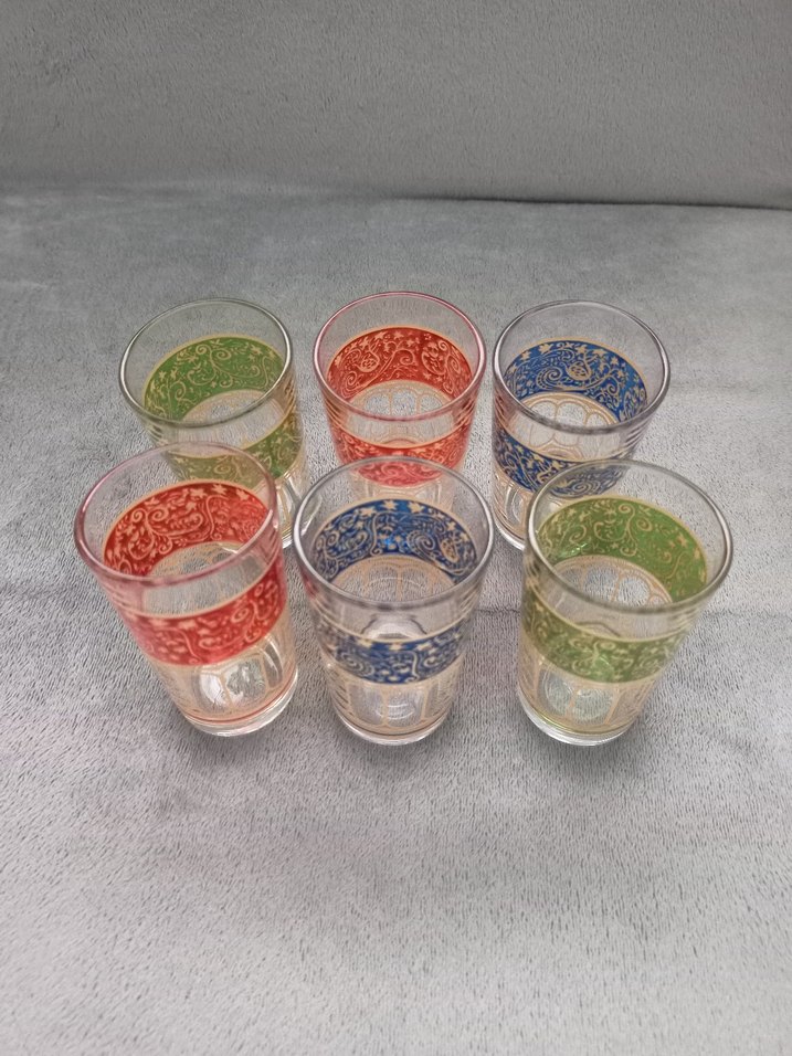 Renkli Desenli 6'lı Cam Bardak Seti - Görsel 4