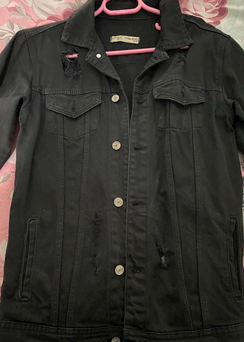 Siyah Düğmeli Kadın Denim Ceket