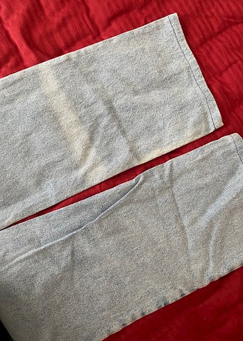 34 Beden Gri Mavi Batik Desenli Fermuarlı Kadın Kot Pantolon