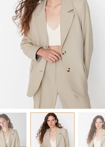 34 Beden camel Renk Trendyolmilla vizon limited edition astarlı Blazer Ceket