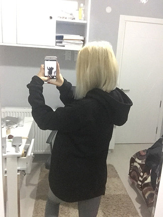 Bershka Oversize siyah cepli hoodie