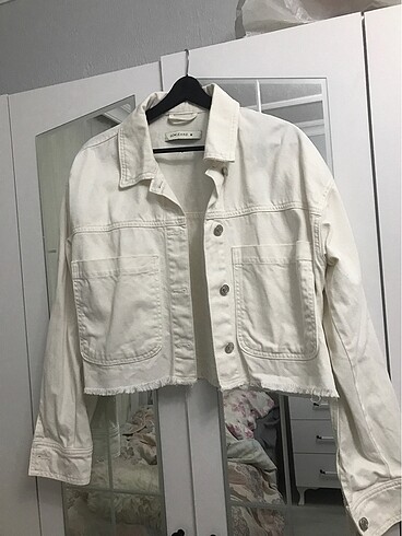 Lcw açık krem crop kot ceket