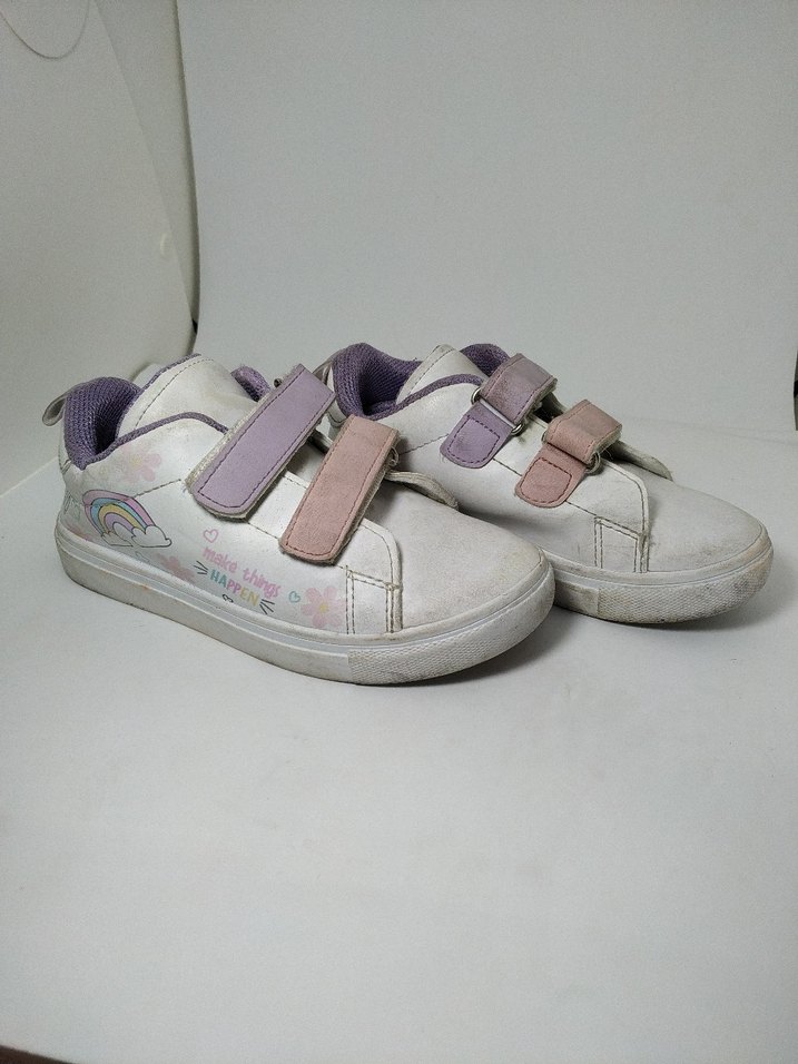 Kız Çocuk Beyaz Sneaker Velcro Bantlı - Görsel 2