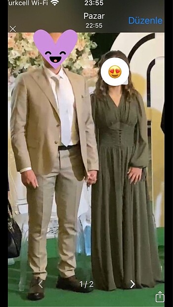 Haki korse detay elbise