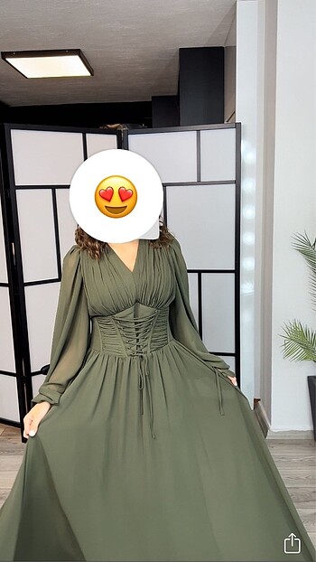 Diğer Haki korse detay elbise