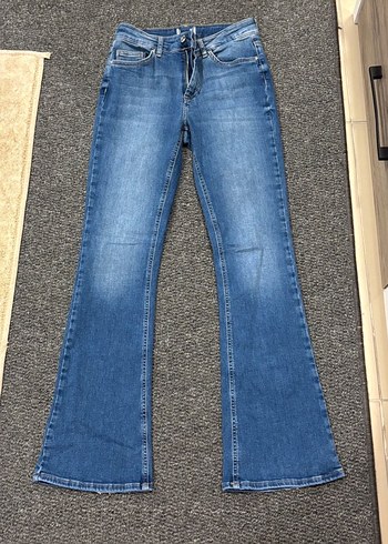 Kadın Mavi Bol Kesim Denim Pantolon