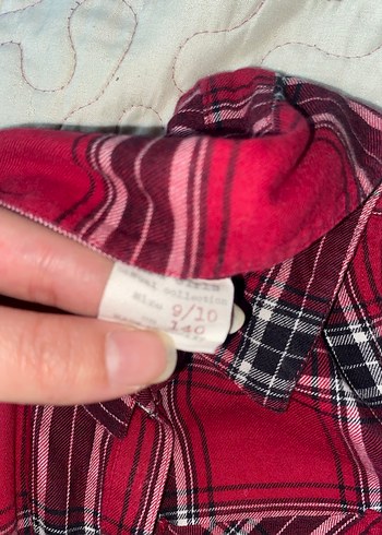 Bordo Ekose Desenli Kız Çocuk Gömlek - Görsel 2