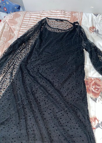 Uzun Kollu Siyah dantelli elbise - Görsel 2