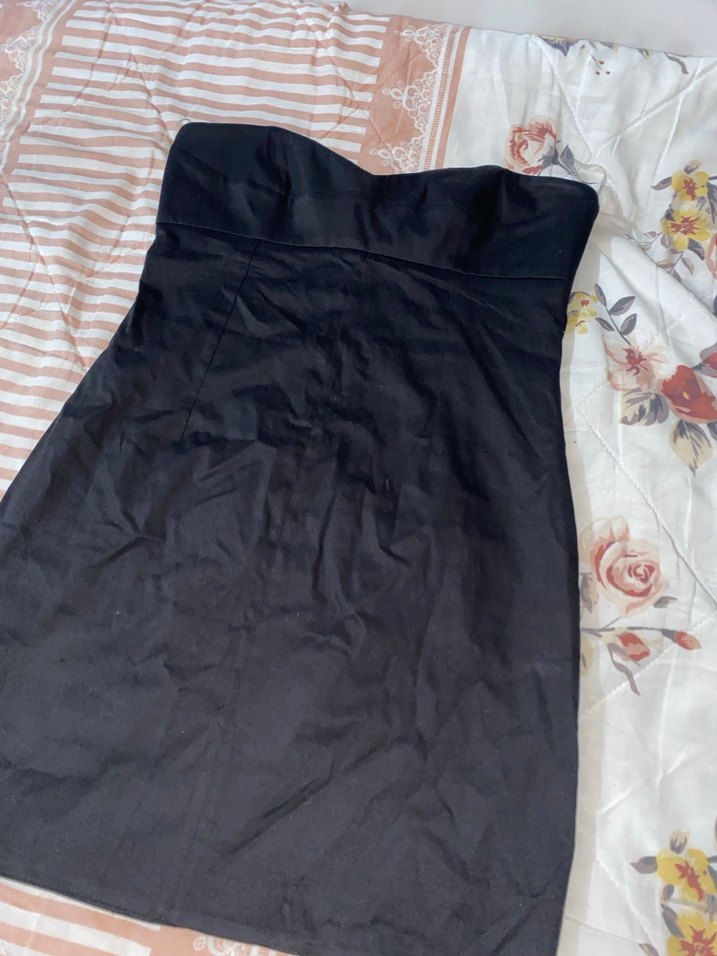 Siyah Straplez Mini Elbise - Görsel 2