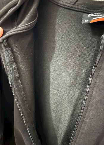 Siyah Fermuarlı Kapüşonlu Sweatshirt - Görsel 8