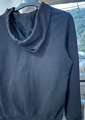 Siyah Fermuarlı Kapüşonlu Sweatshirt - Görsel 4