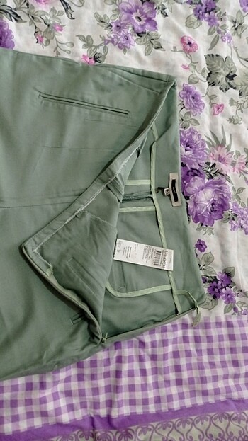 38 Beden yeşil Renk Kumaş pantolon 
