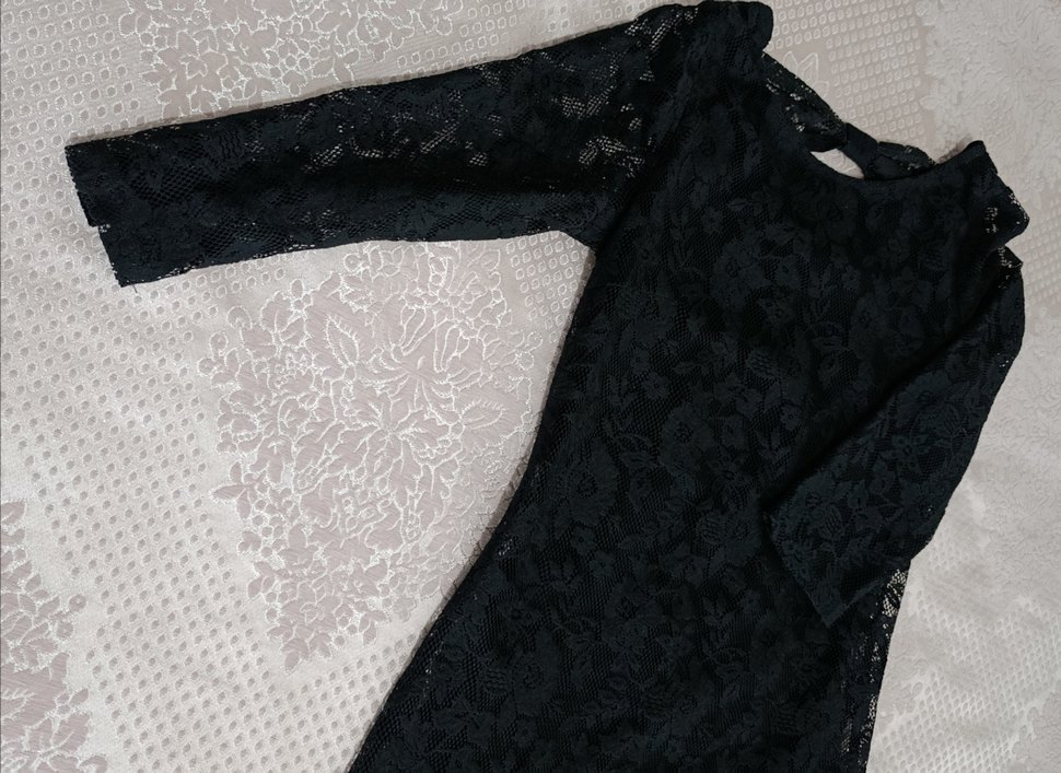 Siyah Uzun Dantel Goth Kadın Abiye Elbise - Görsel 5