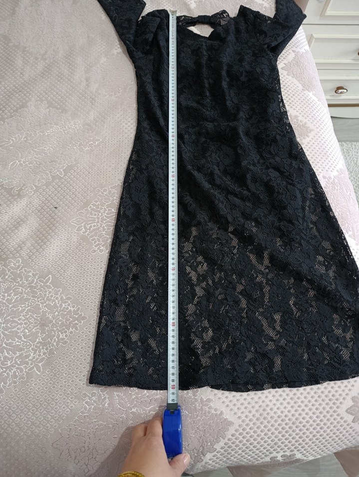 Siyah Uzun Dantel Goth Kadın Abiye Elbise - Görsel 2