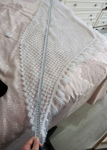 Dantel Detaylı Beyaz Bohem Kadın Şal - Görsel 4