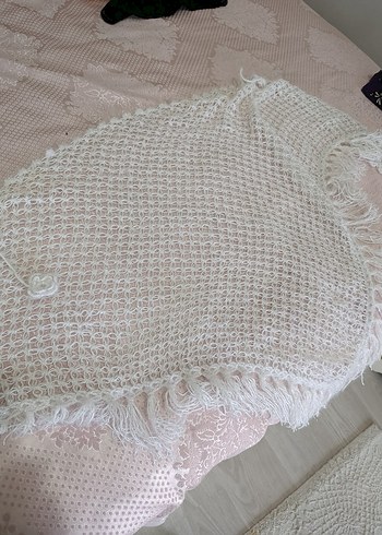 Dantel Detaylı Beyaz Bohem Kadın Şal - Görsel 2