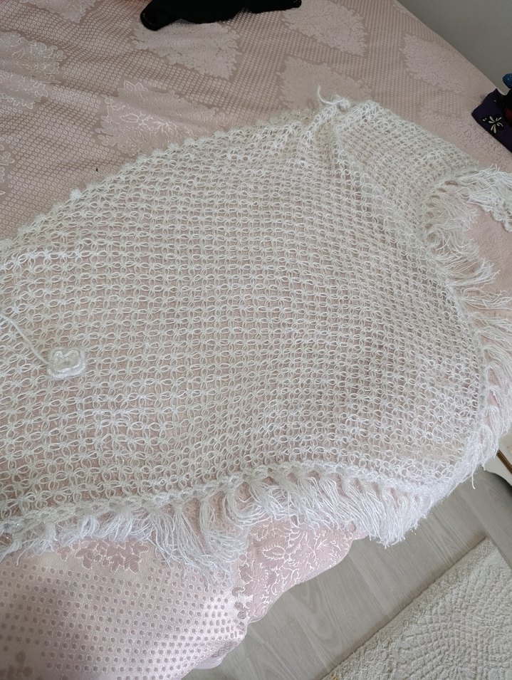 Dantel Detaylı Beyaz Bohem Kadın Şal - Görsel 2