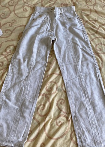 Fendi Krem Rahat Kesim Jean Keten Pantolon