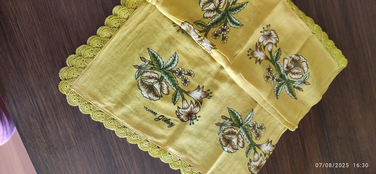 Kadın fular çember ,kenarları oyalı - Görsel 3