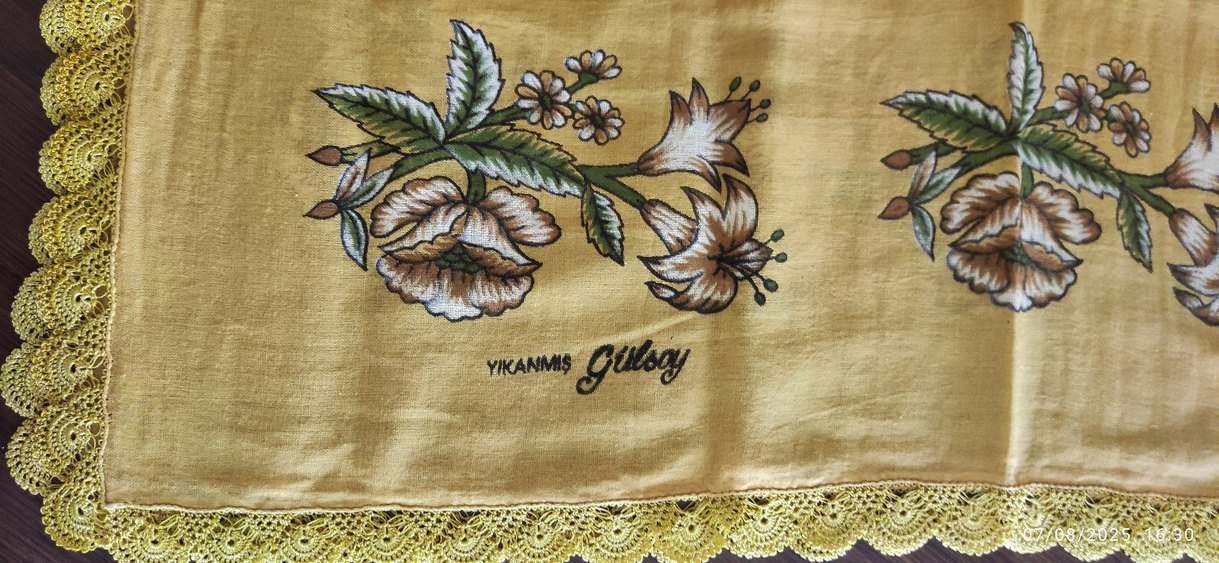 Kadın fular çember ,kenarları oyalı - Görsel 5