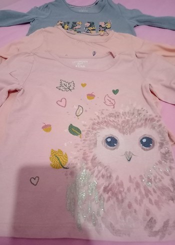 Kız Çocuk Gri Çiçek Baskılı Uzun Kollu Tişört - Görsel 4