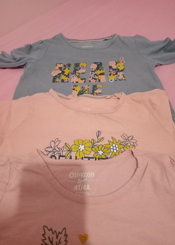 Kız Çocuk Gri Çiçek Baskılı Uzun Kollu Tişört - Görsel 5